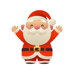 Santa Claus cartoon holiday character with hands up christmas vector
