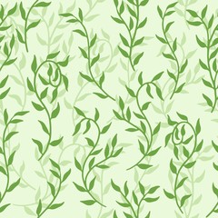 Naklejka na ściany i meble Liana spreads green leaves creeper seamless pattern background vector