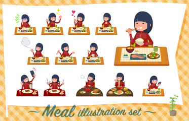 flat type school girl red jersey_Meal