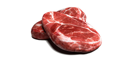 Two steaks isolated on white background. 3D illustration