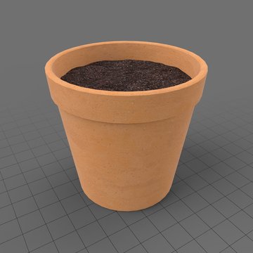 Terracotta pot filled with soil