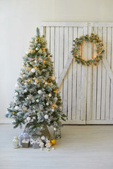 Christmas background frames candles Christmas tree cars.