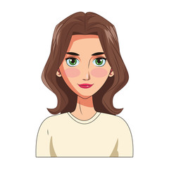 young woman face cartoon