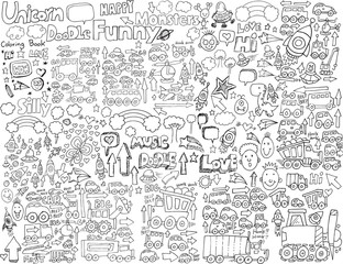 Doodle Sketch Vector Illustration Art Set