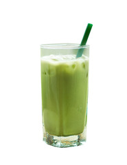 Home made Matcha iced green tea with milk, Latte Tea with Milk