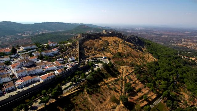 Drone in Marvao, village of Portugal.4k Video