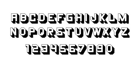 Black of font and alphabet. Isolated on White background