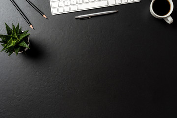 Elegant office desktop. Top view