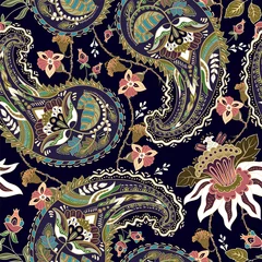 Foto auf Leinwand Buntes Paisley-Muster für Textilien, Cover, Packpapier, Web. Ethnische Vektortapete mit dekorativen Elementen. Indische dekorative Kulisse © sunny_lion