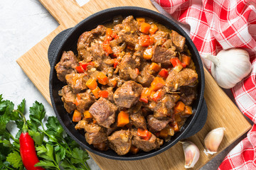 Beef stew with vegetables.