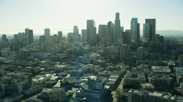 Aerial view Financial District Los Angeles skyscrapers California