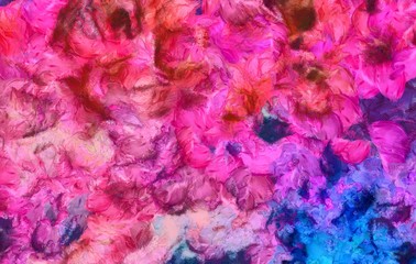 Close up oil paint abstract background. Art textured brushstrokes in macro. Part of painting. Old style artwork. Dirty watercolor texture. Modern pattern. Chaotic splashes. Multi-colors design.