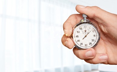 Close-up Stopwatch in Human Hand, Timer