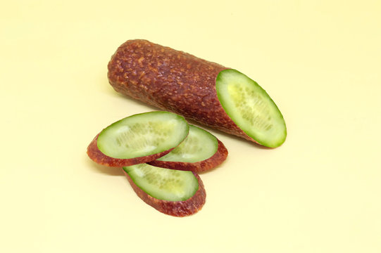 Saveloy with cucumber inside