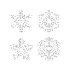 Snowflake winter set isolated four icon silhouette on white background