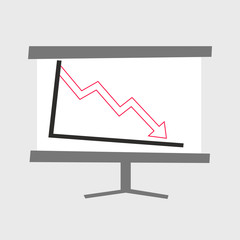 Obraz premium Blue business profit chart symbol design vector. graph data icon. loss investment concept