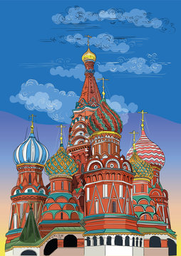 Vector colorful hand drawing Moscow-6