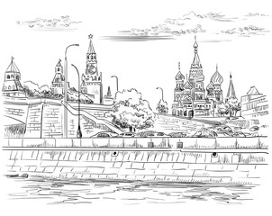 Vector hand drawing Moscow-4