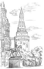Vector hand drawing Moscow-7