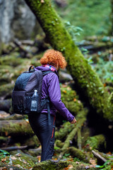 Woman hiker with backpack