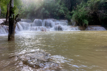 Obraz premium Kuang Si famous destination Waterfalls, in Luang Prabang. Laos.
