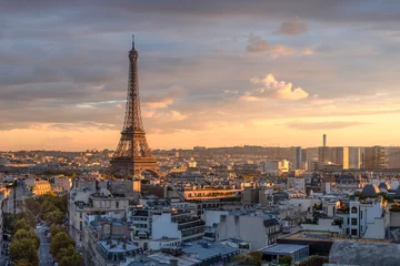 Türaufkleber Skyline von Paris mit Eiffelturm, Frankreich © eyetronic