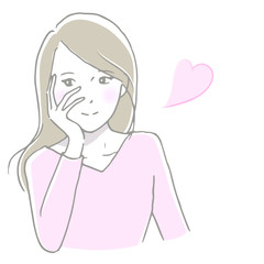 恋する女性　やわらか手描き風