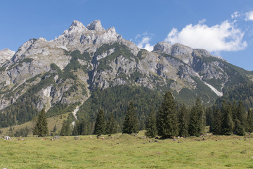 Fototapeta na wymiar mountain landscape with lake next to Werfenweng