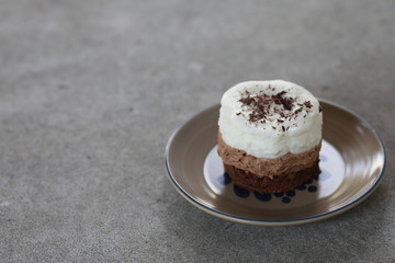 Layered Chocolate Mousse Dessert on plate
