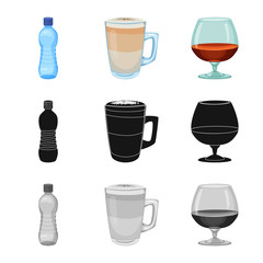 Vector design of drink and bar symbol. Collection of drink and party stock symbol for web.