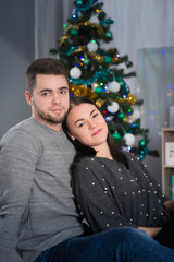 Fototapeta premium Happy couple on romantic evening before Christmas