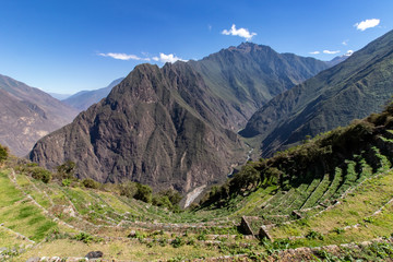Inca Terraces near the Inca Site of Choquequirao as seen from the Choquequirao Trek to Machu...