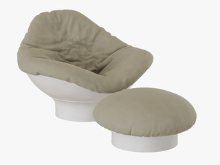 Soft armchair and pouf 3d rendering