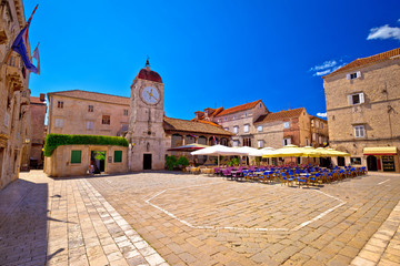 UNESCO Town of Trogir main square panoramic view