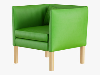 Green leather armchair 3d rendering