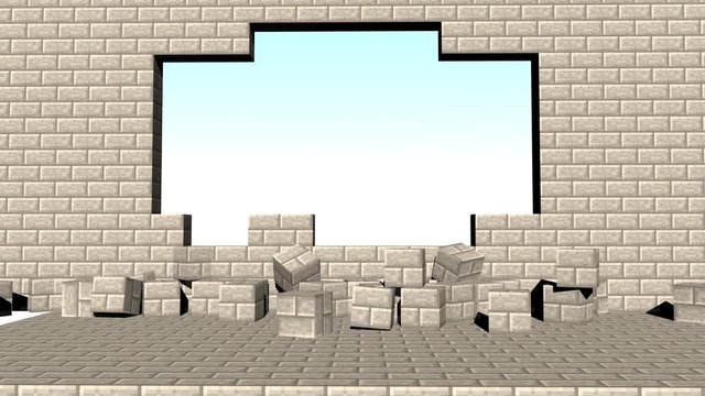 Minecraft Stone Wall Breaks down white ver05