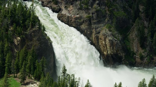Aerial view Upper Falls Yellowstone National Park USA