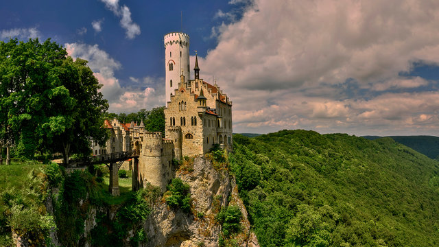 Lichtenstein Castle, located in the Swabian Alb region (Schw&auml;bische Alb) in the immediate vicinity of the Echaz valley