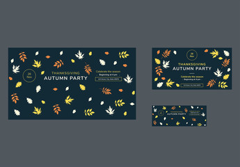 Thanksgiving Social Media Cover and Post Layouts with Colored Leaf Elements