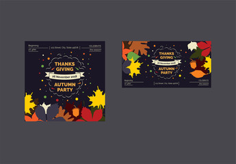 Thanksgiving Social Media Feed Layouts with Colored Leaves and Corn Elements