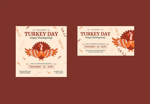 Thanksgiving Social Media Feed Layouts with Turkey and Spiral Elements