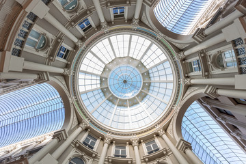 Typical neo-classical architecture in commercial buildings in Europe with a lot of light through...