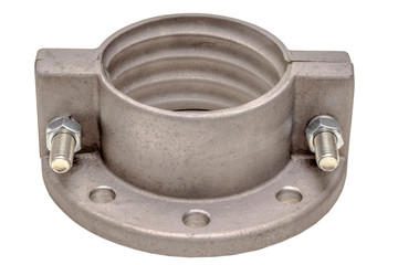 Aluminium flange isolate on white. Aluminium casting flanges, oil or gas industry.