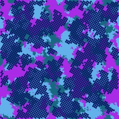 Fashion camo. Trendy colorful camouflage vector pattern. Seamless fabric design.