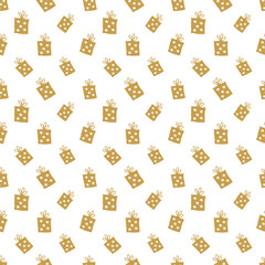 Obraz premium Gift Seamless Pattern, hand drawn gift boxes doodles background, Vector Illustration