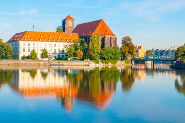Naklejka na ściany i meble View of Piasek Island with Church of Our Lady, Wroclaw, Poland