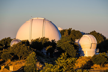 Sunset view towards Shane Observatory and the Automated Planet Finder telescope, Mt Hamilton, San Jose, San Francisco bay area, California