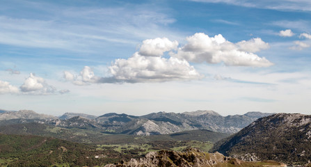 Mountains on a sunny day in the Sierra de Grazalema In Spain