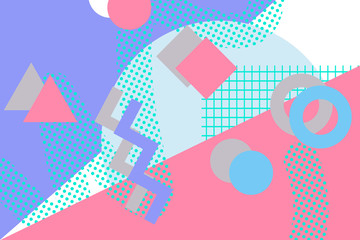 Modern and stylish digital geometric background with different shapes.