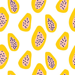 Abstract papaya fruit seamless vector pattern.